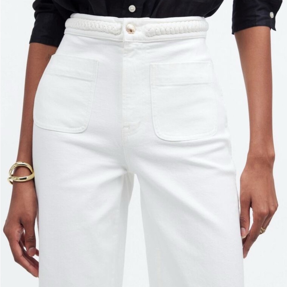 Madewell x Lisa Says Gah! The Perfect Vintage Wide-Leg Crop Jean in Eyelet White